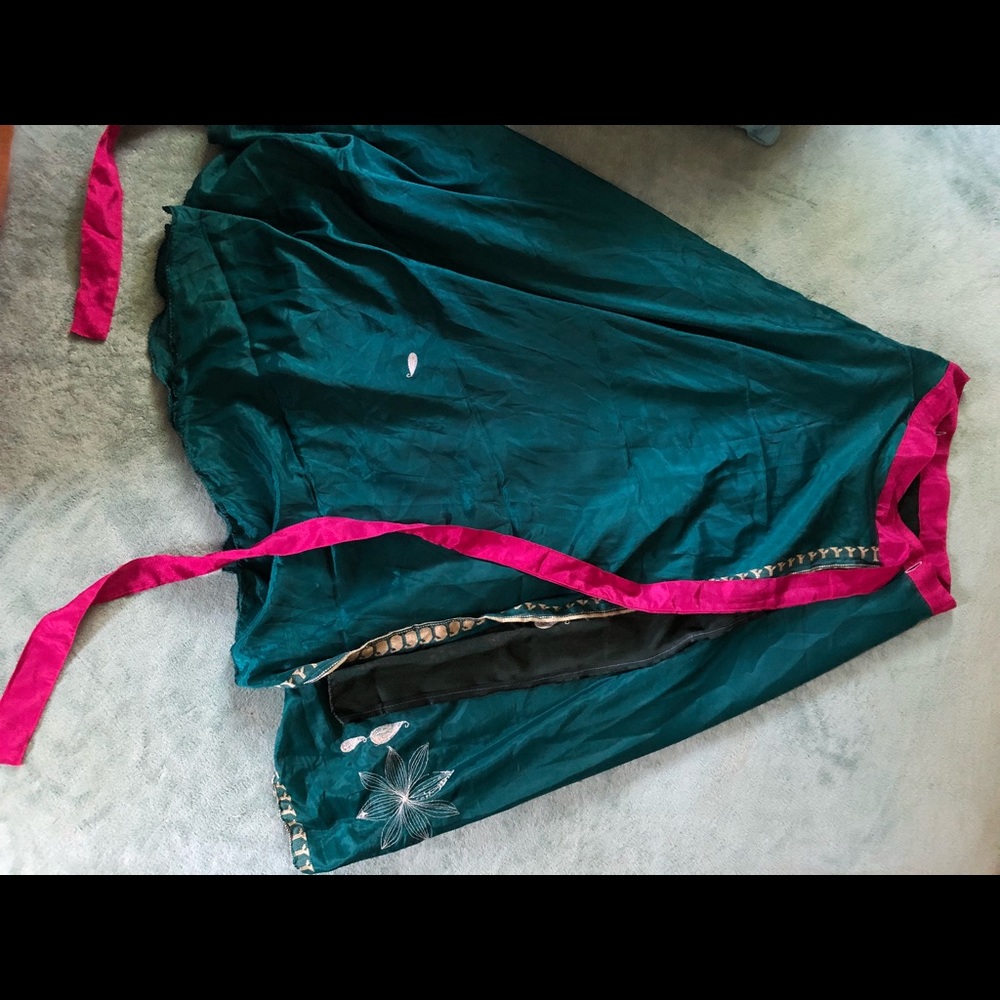 Silk sari wrap skirt